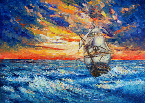 Struggling with waves van Haykuhi Khachatryan, Schilderij te koop op Singulart