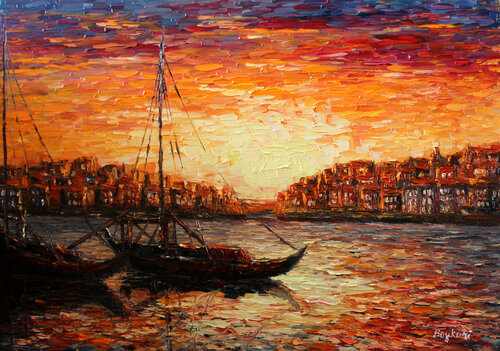Sunset in Porto van Haykuhi Khachatryan, Schilderij te koop op Singulart