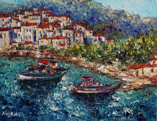 Seaside town par Haykuhi Khachatryan, Peinture en vente sur Singulart
