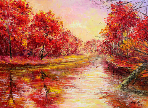 Autumn sunset par Haykuhi Khachatryan, Peinture en vente sur Singulart