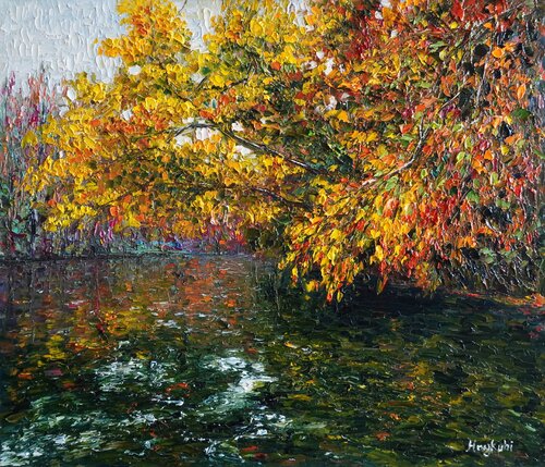 Autumn in "Parz" lake par Haykuhi Khachatryan, Peinture en vente sur Singulart