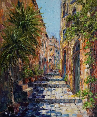 A street in Menton par Haykuhi Khachatryan, Peinture en vente sur Singulart