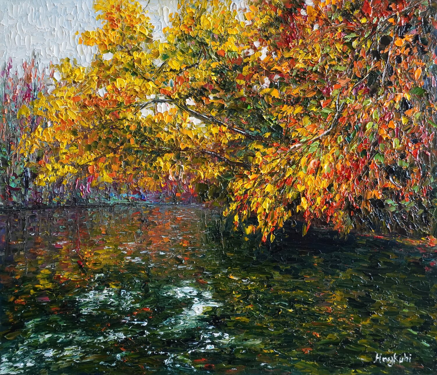 Autumn in "Parz" lake Haykuhi Khachatryan Originalgemälde zu verkaufen