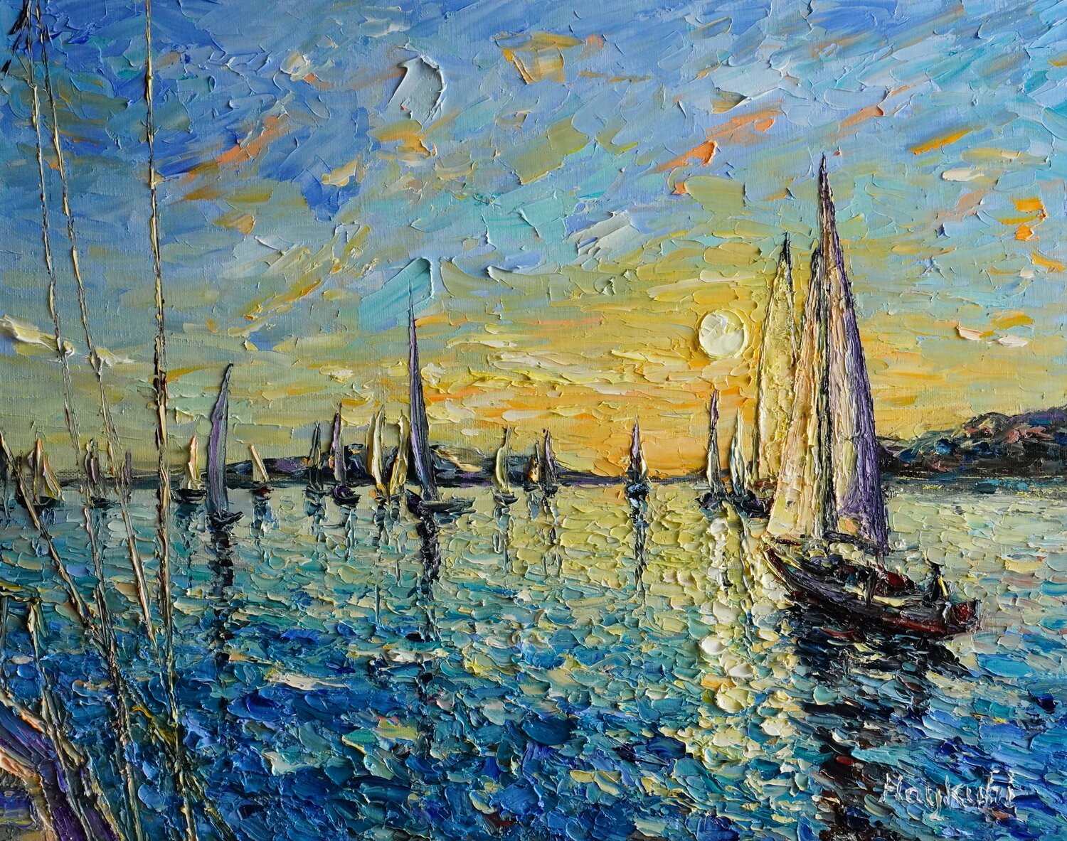 Sunset Sailing Boats Haykuhi Khachatryan