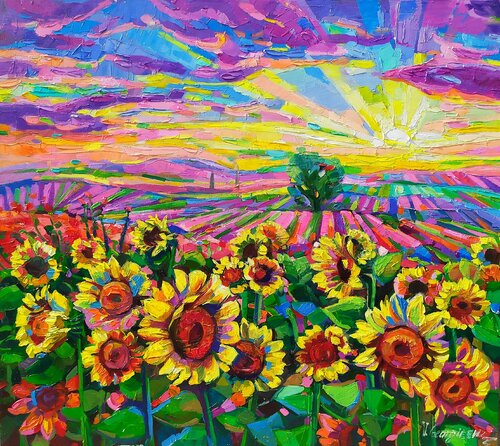 Beautiful sunflowers van Vanya Georgieva, Schilderij te koop op Singulart