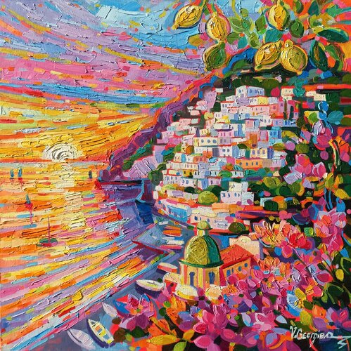 Magical sunset at Positano von Vanya Georgieva, Malerei kaufen auf Singulart
