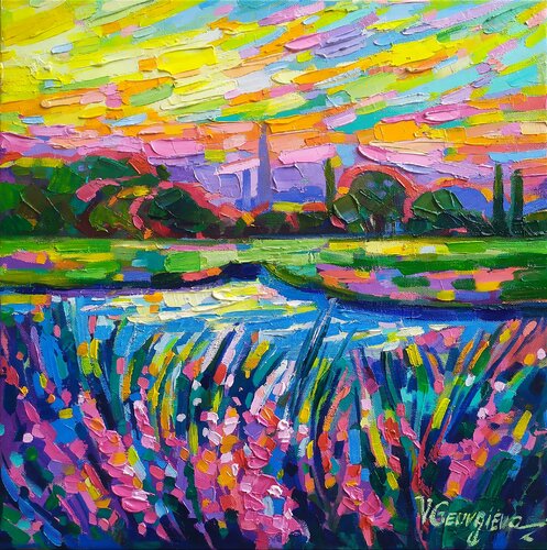 Sunset on the pond von Vanya Georgieva, Malerei kaufen auf Singulart