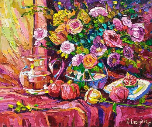 Still life with a pomegranate von Vanya Georgieva, Malerei kaufen auf Singulart