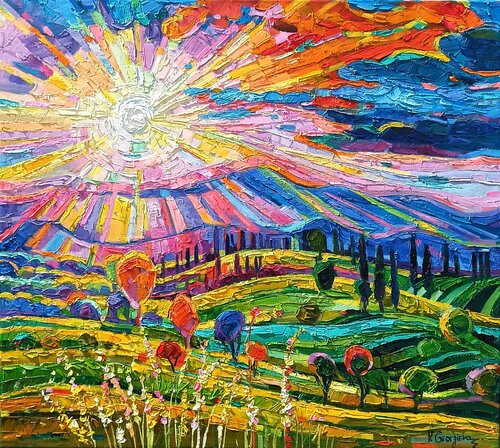 Dazzling Sun in Tuscany van Vanya Georgieva, Schilderij te koop op Singulart