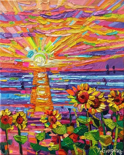 Sunflowers on the coast van Vanya Georgieva, Schilderij te koop op Singulart