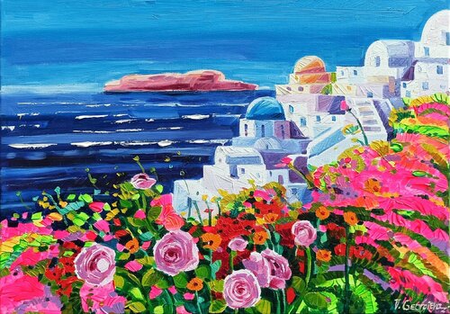 Sunny Santorini van Vanya Georgieva, Schilderij te koop op Singulart