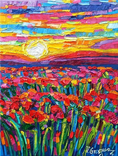 Poppies and the sun van Vanya Georgieva, Schilderij te koop op Singulart
