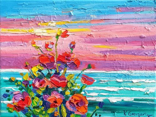 Poppies on the coast di Vanya Georgieva, Pittura in vendita su Singulart