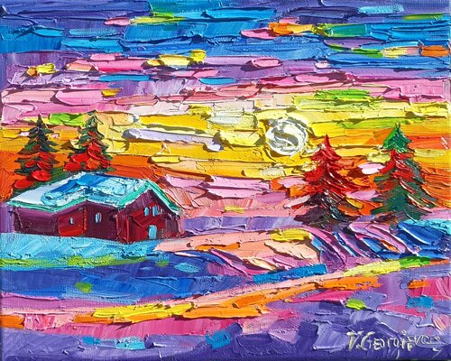 Little Winter sunset di Vanya Georgieva, Pittura in vendita su Singulart