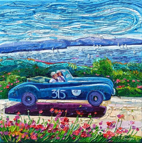 Mille miglia 6 / Around lake Trasimeno par Vanya Georgieva, Peinture en vente sur Singulart