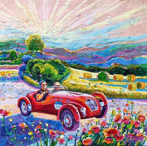 Mille miglia 14 / Magical light in Tuscany van Vanya Georgieva, Schilderij te koop op Singulart