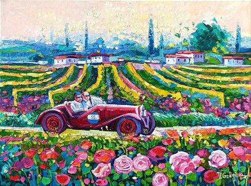 Mille miglia 15 / Joy, vineyards and roses van Vanya Georgieva, Schilderij te koop op Singulart