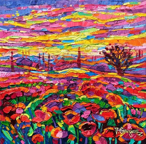 Poppy field par Vanya Georgieva, Peinture en vente sur Singulart