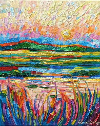Sunrise on the lake di Vanya Georgieva, Pittura in vendita su Singulart