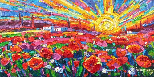 Poppies fields 5 par Vanya Georgieva, Peinture en vente sur Singulart