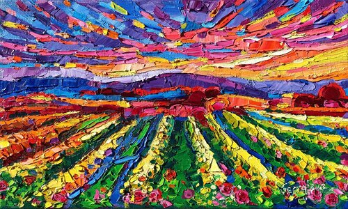 Golden vineyards 6 di Vanya Georgieva, Pittura in vendita su Singulart