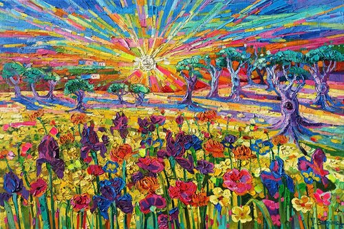 Yellow fields and Joy of contrast von Vanya Georgieva, Malerei kaufen auf Singulart