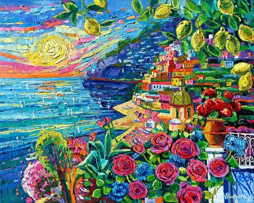 Lemons at Positano 3 par Vanya Georgieva, Peinture en vente sur Singulart