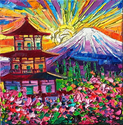 Fuji sunset van Vanya Georgieva, Schilderij te koop op Singulart