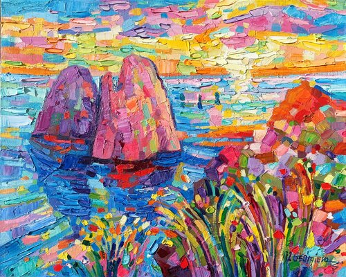 Sunset in Capri van Vanya Georgieva, Schilderij te koop op Singulart