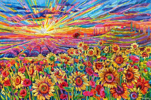 When the Sunflowers meet the light by Vanya Georgieva, Painting for Sale on Singulart