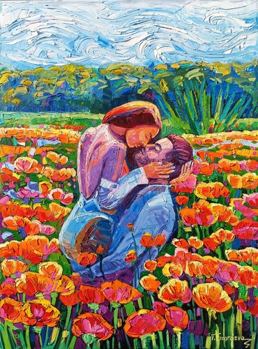 Love among the flowers di Vanya Georgieva, Pittura in vendita su Singulart