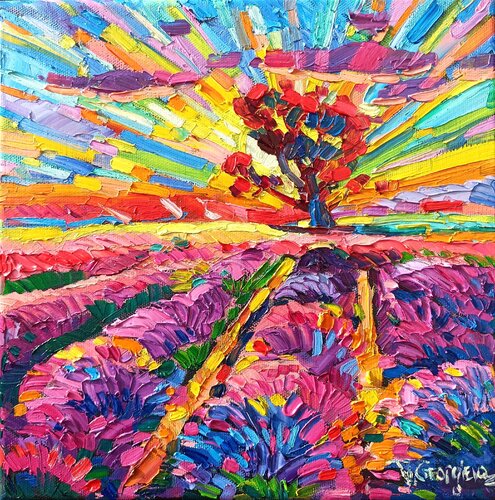 Lavender fields 7 van Vanya Georgieva, Schilderij te koop op Singulart