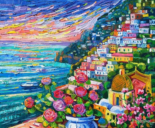 Positano sunset von Vanya Georgieva, Malerei kaufen auf Singulart