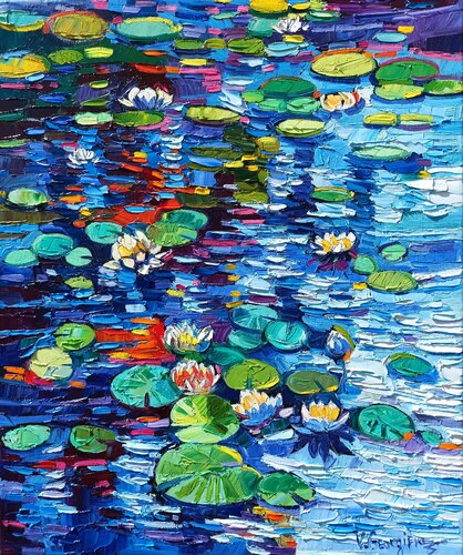 Water lilies reflections 3 de Vanya Georgieva, Pintura a la venta en Singulart