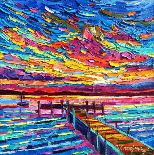 Sunset on the pond van Vanya Georgieva, Schilderij te koop op Singulart