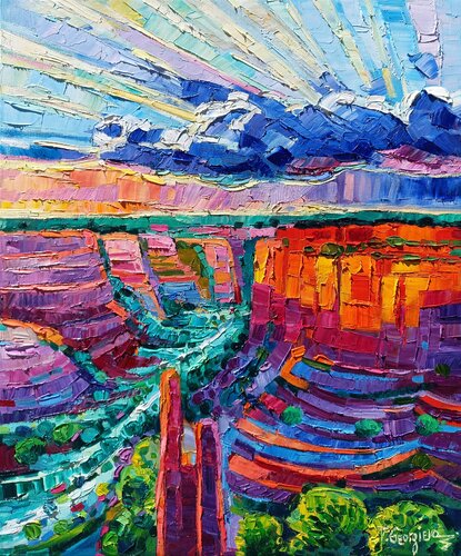Rain and light on Grand Canyon von Vanya Georgieva, Malerei kaufen auf Singulart