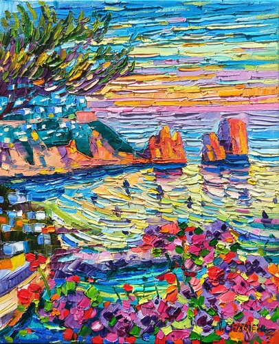 Caramel sunset in Capri von Vanya Georgieva, Malerei kaufen auf Singulart