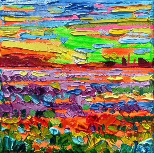 Violet fields par Vanya Georgieva, Peinture en vente sur Singulart