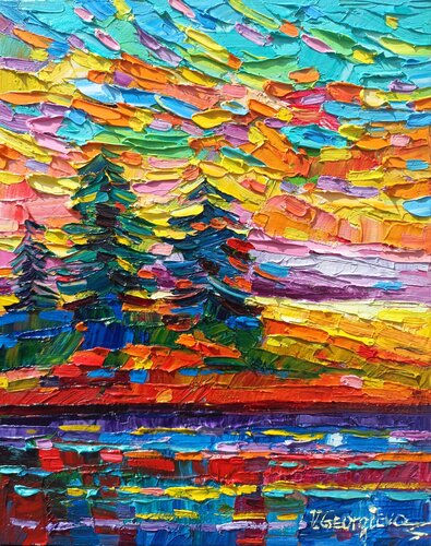Sunrise on the lake von Vanya Georgieva, Malerei kaufen auf Singulart