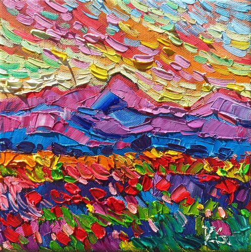 Flowers under the Mountains par Vanya Georgieva, Peinture en vente sur Singulart