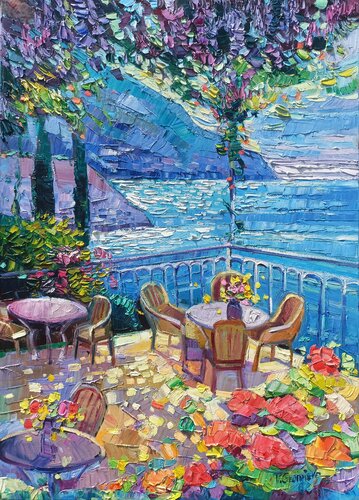 Terrace on Lake Como par Vanya Georgieva, Peinture en vente sur Singulart