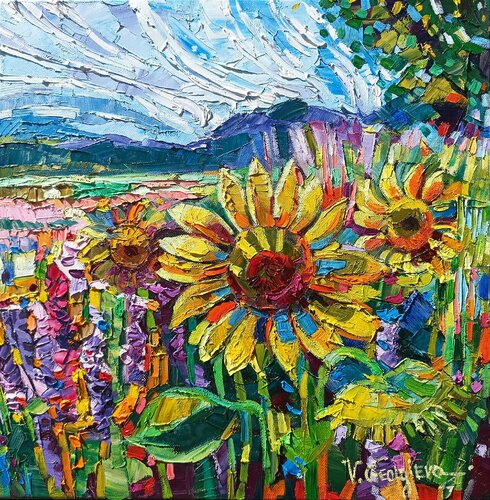 The lonely Sunflower van Vanya Georgieva, Schilderij te koop op Singulart