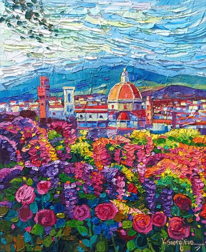 Bouganville in Florence de Vanya Georgieva, Pintura a la venta en Singulart