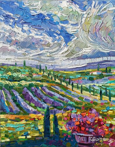 Blue Sky in Tuscany di Vanya Georgieva, Pittura in vendita su Singulart