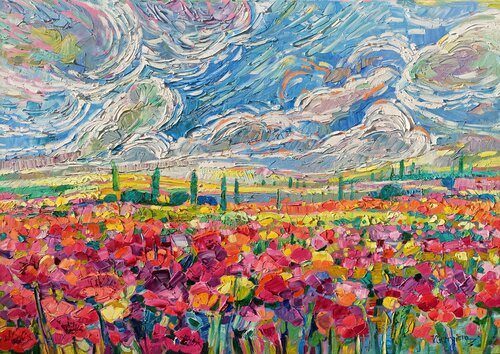 Fields With magic poppoies by Vanya Georgieva, Painting for Sale on Singulart