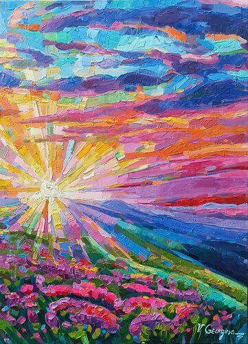 Sunset in Mountain de Vanya Georgieva, Pintura a la venta en Singulart