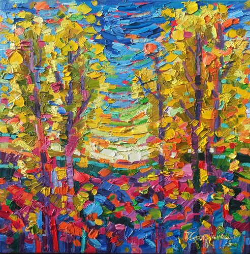 Fall trees 2 di Vanya Georgieva, Pittura in vendita su Singulart