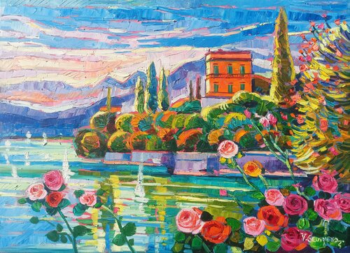 Tender roses at Lake Como von Vanya Georgieva, Malerei kaufen auf Singulart