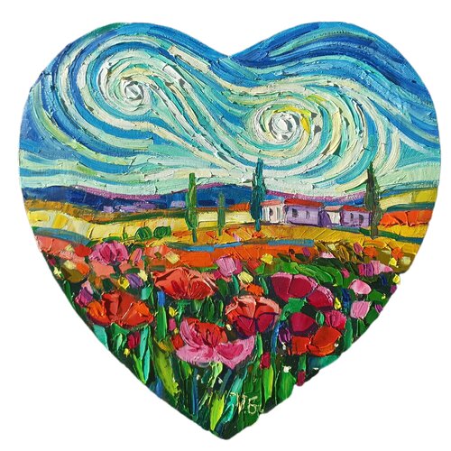 Poppies in heart par Vanya Georgieva, Peinture en vente sur Singulart