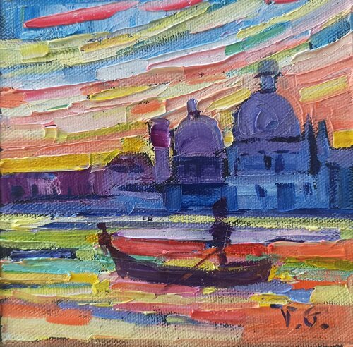 Lovely sunset in Venice van Vanya Georgieva, Schilderij te koop op Singulart